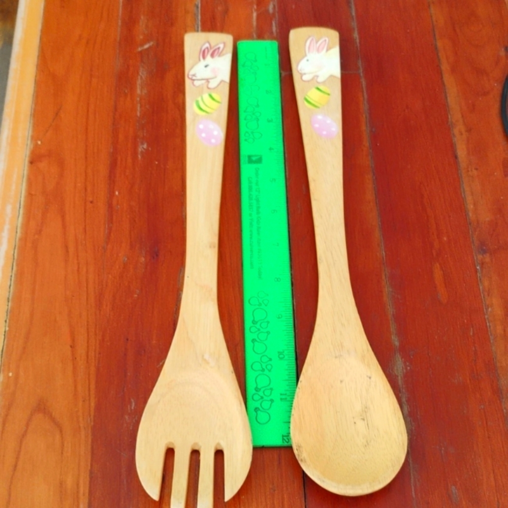 Easter Bunny Pasta Serving Spoon Set Wood SWEET GIFT